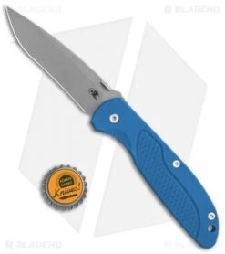 Hinderer Knives Firetac Recurve Frame Lock Knife Blue/Battle Blue (3.6" SW) -Benchmadess Zone Hinderer Knives Firetac Recurve FL Blue Battle Blue Working BHQ 121518 jr bottlecap