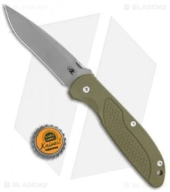 Hinderer Knives Firetac Recurve Frame Lock Knife OD Green/Bronze (3.6" Working) -Benchmadess Zone Hinderer Knives Firetac Recurve FL OD Green Bronze Working BHQ 121522 jr bottlecap