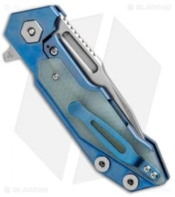 Hinderer Knives Full Track Spanto Knife Blue Ti/Green G-10 (3.75" Stonewash) 9 Hinderer Knives Full Track Spanto Knife Blue Ti/Green G-10 (3.75" Stonewash) -Benchmadess Zone Hinderer Knives Full Track Spanto Blue Translucent Green G 10 SW BHQ 98951 jr side