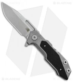 Hinderer Knives Full Track Spear Point Knife Black G-10/Ti (3.75" Stonewash)