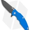 Hinderer Knives Jurassic Frame Lock Knife Blue G-10 (3.375" Battle BLK)Lanyard -Benchmadess Zone Hinderer Knives Jurassic FL Blue G 10 Battle Black Lanyard BHQ 108789 jr