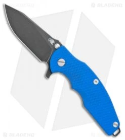 Hinderer Knives Jurassic Frame Lock Knife Blue G-10 (3.375" Battle BLK)Lanyard