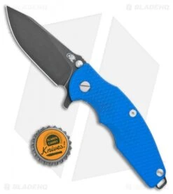 Hinderer Knives Jurassic Frame Lock Knife Blue G-10 (3.375" Battle BLK)Lanyard -Benchmadess Zone Hinderer Knives Jurassic FL Blue G 10 Battle Black Lanyard BHQ 108789 jr bottlecap