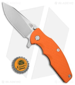 Hinderer Knives Jurassic Frame Lock Knife Orange G-10 SW Bronze (3.25" SW) -Benchmadess Zone Hinderer Knives Jurassic FL Orange G 10 SW Bronze SW BHQ 180191 jr bottlecap