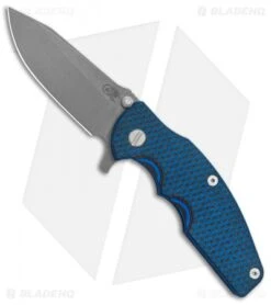 Hinderer Knives Jurassic Frame Lock Knife Textured Blue/Black Blue Ti (3.5" WF)