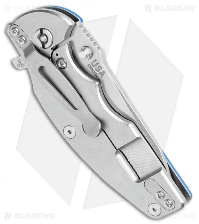 Hinderer Knives Jurassic Frame Lock Knife Textured Blue G-10 (3.375" Stonewash) 5 Hinderer Knives Jurassic Frame Lock Knife Textured Blue G-10 (3.375" Stonewash) - Image 3