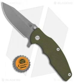 Hinderer Knives Jurassic Frame Lock Knife Textured OD Green (3.5" WF) -Benchmadess Zone Hinderer Knives Jurassic FL Textured OD Green WF BHQ 135183 jr bottlecap