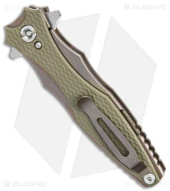 Hinderer Knives Maximus Bayonet Flipper Knife OD Green/SW Bronze G-10 (3.5" SW) -Benchmadess Zone Hinderer Knives Maximus Bayo OD Green SW Bronze G 10 SW BHQ 174367 jr side