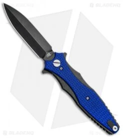 Hinderer Knives Maximus Dagger Flipper Knife Blue G-10 (3.5" Battle Black)