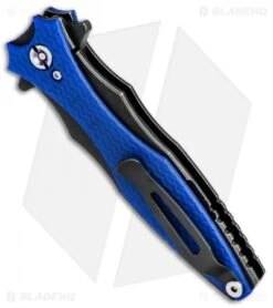 Hinderer Knives Maximus Dagger Flipper Knife Blue G-10 (3.5" Battle Black) -Benchmadess Zone Hinderer Knives Maximus Dagger Blue G 10 Battle Black BHQ 81926 jr side