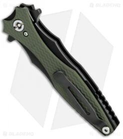 Hinderer Knives Maximus Dagger Flipper Knife OD Green G-10 (3.5" DLC Black) -Benchmadess Zone Hinderer Knives Maximus Dagger OD Green G 10 DLC Black BHQ 81918 jr side
