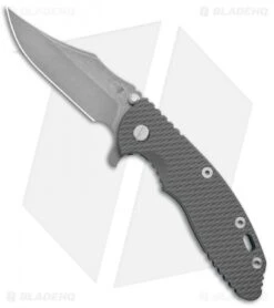 Hinderer Knives XM-18 3.5 Bowie Frame Lock Knife Grey G-10 Battle Blue (WF)