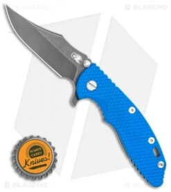 Hinderer Knives XM-18 3.5 Bowie Frame Lock Knife Blue G-10 (Battle Black) -Benchmadess Zone Hinderer Knives XM 18 3.5 Bowie Frame Lock Knife Blue G 10 Battle Black BHQ 121313 LS Bottlecap