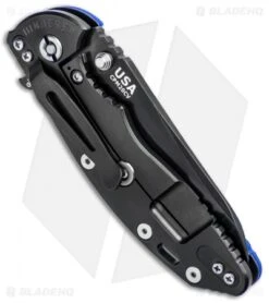 Hinderer Knives XM-18 3.5 Gen 6 Sheepsfoot Knife Blue G-10 (Battle Black) -Benchmadess Zone Hinderer Knives XM 18 3.5 Gen 6 Sheepsfoot Flipper Blue G 10 Battle Black BHQ 95180 jr side