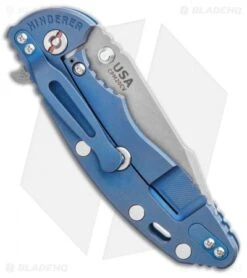 Hinderer Knives XM-18 3.5 Harpoon Spanto Knife Battle Blue G-10 Blue (WF) -Benchmadess Zone Hinderer Knives XM 18 3.5 Harpoon Spanto Knife Battle Blue Translucent G 10 WF BHQ 115565 LS Side