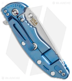 Hinderer Knives XM-18 3.5 Recurve Flipper Knife Blue G-10 Blue Ano (Stonewash) -Benchmadess Zone Hinderer Knives XM 18 3.5 Recurve Flipper Blue G 10 Blue Ano SW BHQ 141045 jr side