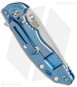 Hinderer Knives XM-18 3.5 Recurve Flipper Knife Coyote Brown G10 Blue Ano(3.5SW) -Benchmadess Zone Hinderer Knives XM 18 3.5 Recurve Flipper Coyote Brown G 10 Blue Ano SW BHQ 141048 jr side