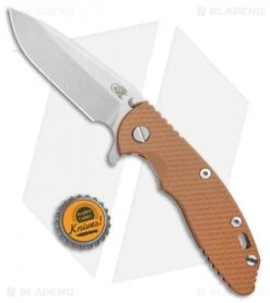 Hinderer Knives XM-18 3.5 Spear Point Flipper Coyote Brown G-10 (Stonewash) -Benchmadess Zone Hinderer Knives XM 18 3.5 SP Coyote Borwn G 10 SW BHQ 35650 jr bottlecap