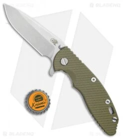 Hinderer Knives XM-18 3.5 Spear Point Flipper Knife OD Green G-10(3.5 Stonewash) -Benchmadess Zone Hinderer Knives XM 18 3.5 SP OD Green G 10 SW BHQ 30157 jr bottlecap
