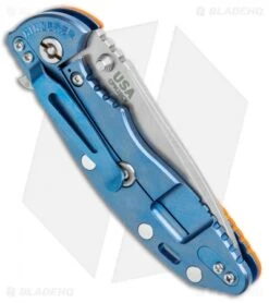 Hinderer Knives XM-18 Spear Point Flipper Orange G-10/Blue Ti (3.5 Stonewash) -Benchmadess Zone Hinderer Knives XM 18 3.5 SP Orange G 10 Blue Ti SW BHQ 108869 jr side