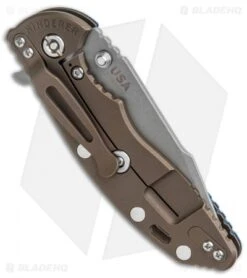 Hinderer Knives XM-18 Skinny Harpoon Spanto Knife Blue/Battle Bronze (3.50" SW) -Benchmadess Zone Hinderer Knives XM 18 3.5 Skinny Harpoon Spanto Battle Bronze Black Blue G 10 Working Finish BHQ 126044 jr side