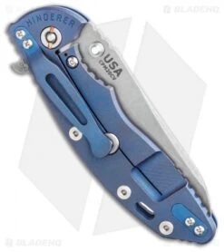 Hinderer Knives XM-18 3.5" Skinny Sheepsfoot Flipper Knife OD Green Bttl Blue -Benchmadess Zone Hinderer Knives XM 18 3.5 Skinny Sheepsfoot Flipper Knife OD Green Bttl Blue BHQ 116806 LS Side