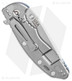 Hinderer Knives XM-18 3.5 Spear Point Flipper Knife Blue G-10 (Stonewash) -Benchmadess Zone Hinderer Knives XM 18 3.5 Spear Point Flipper Knife Blue G 10 Stonewash BHQ 31218 LS Side