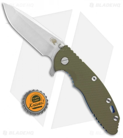 Hinderer Knives XM-18 3.5" Spanto Knife OD Green G-10/Blue Ti (Stonewash 20CV) 6 Hinderer Knives XM-18 3.5" Spanto Knife OD Green G-10/Blue Ti (Stonewash 20CV) - Image 4