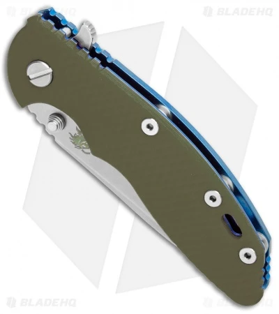 Hinderer Knives XM-18 3.5" Spanto Knife OD Green G-10/Blue Ti (Stonewash 20CV) 4 Hinderer Knives XM-18 3.5" Spanto Knife OD Green G-10/Blue Ti (Stonewash 20CV) - Image 2