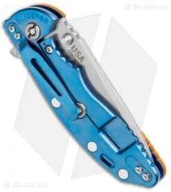 Hinderer Knives XM-18 3.5" Spanto Knife Orange G-10/Blue Ti (Stonewash 20CV) -Benchmadess Zone Hinderer Knives XM 18 3.5in Spanto Orange G 10 Blue Ti SW BHQ 106289 jr side