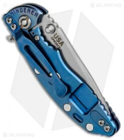 Hinderer Knives XM-18 3.0 Gen 6 Spear Point Flipper Knife Grey G-10/Blue Ti (SW) -Benchmadess Zone Hinderer Knives XM 18 Gen 6 SP Gray G 10 Blue Ti SW K1081SGS00 BHQ 91051 jr side