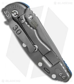 Hinderer Knives XM-18 3.5 Spanto 30th Anniversary Knife Blue G-10 (Working) -Benchmadess Zone Hinderer Knives XM 18 Spanto 30th Anniversary Blue G 10 Working Finish BHQ 82402 jr side