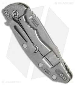 Hinderer Knives XM-18 3.5 Harpoon Spanto Knife Translucent G-10 (Stonewash) -Benchmadess Zone Hinderer Knives XM 18 harpoon spanto translucent green G10 sw BHQ 70959 er side