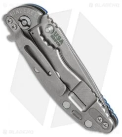 Hinderer Knives XM-18 3.0 Spear Point Flipper Knife Blue G-10 (Stonewash) -Benchmadess Zone Hinderer Knives XM 18 spear point Blue G10 sw BHQ 70950 er side