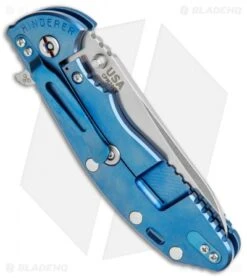 Hinderer Knives XM-24 4.0 Sheepsfoot Flipper Knife Blue/Black G-10 Blue (SW) -Benchmadess Zone Hinderer Knives XM 24 4.0 Sheepsfoot Flipper Blue Black G 10 Blue SW BHQ 115955 jr side