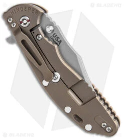 Hinderer Knives XM-24 Frame Lock Knife Coyote G-10/Bronze Ti (4" SW Bowie) -Benchmadess Zone Hinderer Knives XM 24 FL Coyote G 10 BB Ti Tri Way SW Bowie BHQ 140949 jr side