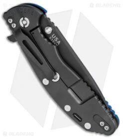 Hinderer Knives XM-24 Skinny Slicer Flipper Knife Blue G-10 (4" Black DLC) -Benchmadess Zone Hinderer Knives XM 24 Skinny Slicer Blue G 10 Black DLC BHQ 79640 jr side