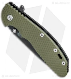 Hinderer Knives XM-24 Skinny Slicer Flipper Knife OD Green G10 (4" Battle Black) -Benchmadess Zone Hinderer Knives XM 24 Skinny Slicer OD Green G 10 Battle Black BHQ 79638 jr spine