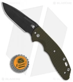Hinderer Knives XM Slippy Spanto Slip Joint Knife OD Green G-10 (3" Black SW) -Benchmadess Zone Hinderer Knives XM Slippy OD Green G10 SW DLC BHQ 88563 er bottlecap