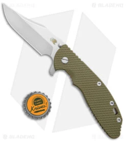 Hinderer Knives XM-24 Frame Lock Knife OD Green G-10/Bronze Ti (4" SW Bowie) -Benchmadess Zone Hinderer Tri Way Bowie OD Green G 10 Bronze SW BHQ 140381 jr bottlecap