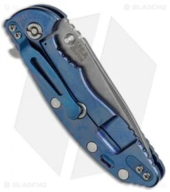 Hinderer Knives XM-18 3.5 Spear Point Flipper Gray G-10/Blue Ti (Stonewash) -Benchmadess Zone Hinderer XM 18 SP Gray G 10 Blue Ti SW BHQ 67440 jr side