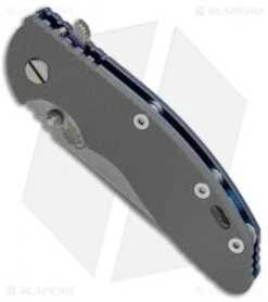 Hinderer Knives XM-18 3.5 Spear Point Flipper Gray G-10/Blue Ti (Stonewash) -Benchmadess Zone Hinderer XM 18 SP Gray G 10 Blue Ti SW BHQ 67440 jr spine