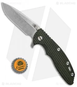 Hinderer XM-18 3.5 Spear Point Flipper Green/Black G-10 (Stonewash) -Benchmadess Zone Hinderer XM 18 Spear Point Black Green G 10 SW BHQ 71240 jr bottlecap