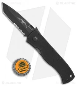Benchmade Vintage Emerson CQC-7 Tanto Knife Wave Opener (3.25" Black Serr) 2001 -Benchmadess Zone Vintage Emerson CQC 7 tanto wave opener black serr 2001 BHQ 71893 er size