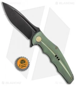 WE Knife Co. 608N Frame Lock Knife Green Titanium (4" Black Stonewash) -Benchmadess Zone WE Knife Co 608N FL Green Ti Black SW BHQ 85489 jr bottlecap