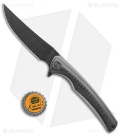 WE Knife Co. 704CF-J Liner Lock Knife CF/Ti (3.6" Black Stonewash) -Benchmadess Zone WE Knife Co 704CF J cf gray ti black sw BHQ 75628 er bottlecap jr