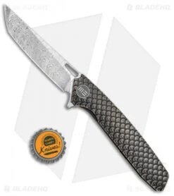 WE Knife Co. 604DST Tanto Frame Lock Knife Bronze Ti (3.8" Damascus) -Benchmadess Zone WE Knife Co FL Tanto Bronze Ti Damascus 604DST BHQ 78734 jr bottlecap