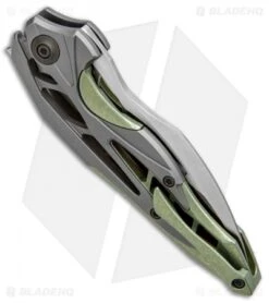 WE Knife Co. Isham Arrakis Knife Gray/Green Titanium (3.5" Satin) 906D -Benchmadess Zone WE Knife Co Isham Arrakis Gray Green Ti Satin 906D BHQ 99572 jr side