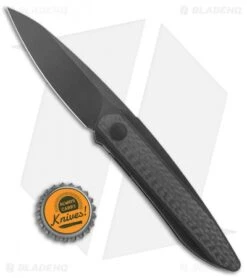 WE Knife Co. Black Void Opus Folding Knife Black Ti/Twill CF (2.8" V-Grind) -Benchmadess Zone WE Knife Co Lundquist Black Void Opus Folding black Ti Twill CF Black BHQ 107064 jr bottlecap