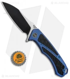 WE Knife Co. Minitor Flipper Knife Blue Ti/CF (3.4" Black) 801A -Benchmadess Zone WE Knife Co Minitor Knife Blue Ti CF Black 801A BHQ 82585 jr bottlecap